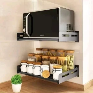 Wall-Mounted Microwave Oven Rack or Kitchen Shelf