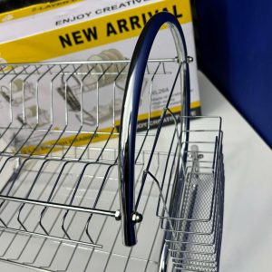 Kitchen Stainless Steel 2 Layer S Shape Dish Rack Organizer Storage Set with Tray